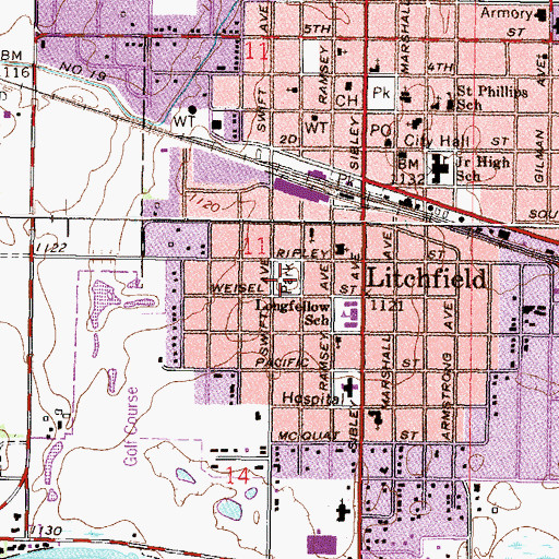 Topographic Map of Southside Park, MN