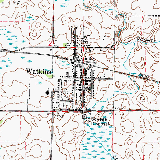 Topographic Map of Watkins Police Department, MN