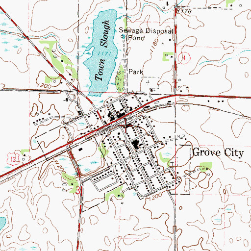 Topographic Map of Grove City, MN