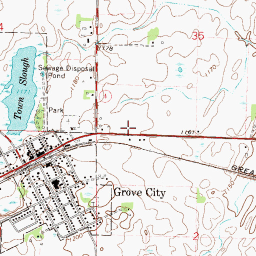 Topographic Map of Grove Creek Raceway, MN