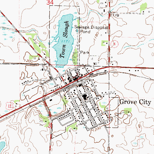 Topographic Map of Grove City Volunteer Fire Department, MN