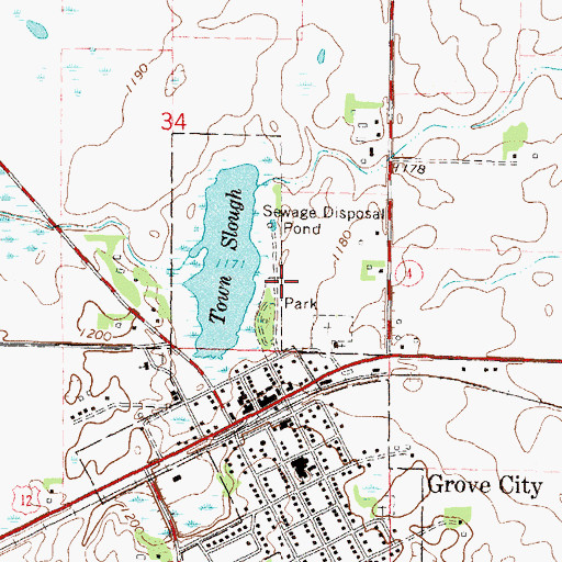 Topographic Map of Grove Mill Historic Site, MN