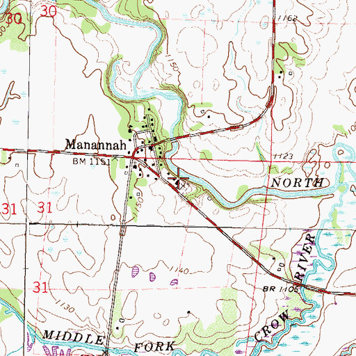 Topographic Map of Church of Our Lady of Manannah, MN