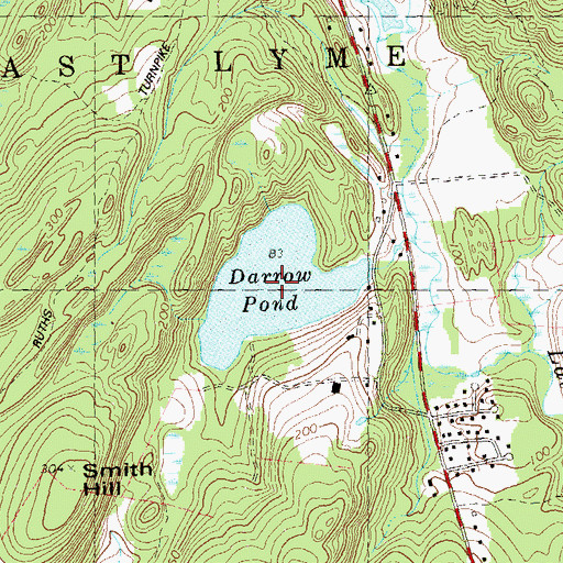 Topographic Map of Darrow Pond, CT