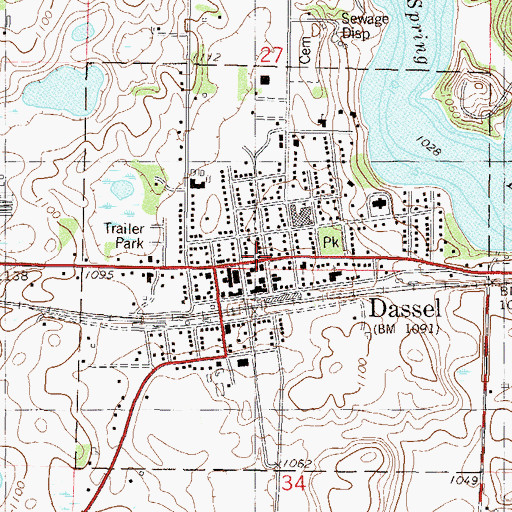 Topographic Map of Dassel Post Office, MN