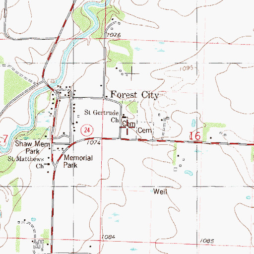 Topographic Map of Saint Gertrude Cemetery, MN