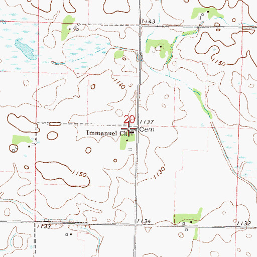 Topographic Map of Immanuel Cemetery, MN