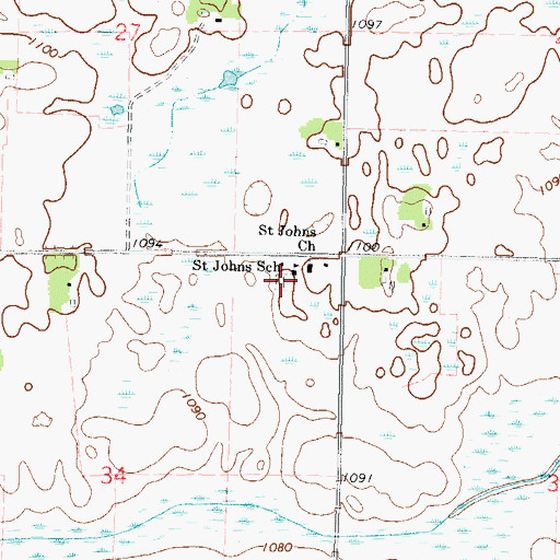 Topographic Map of Saint John's Cemetery, MN