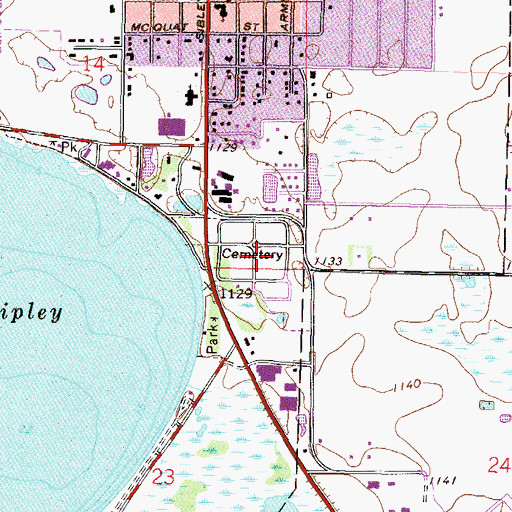 Topographic Map of Lake Ripley Cemetery, MN