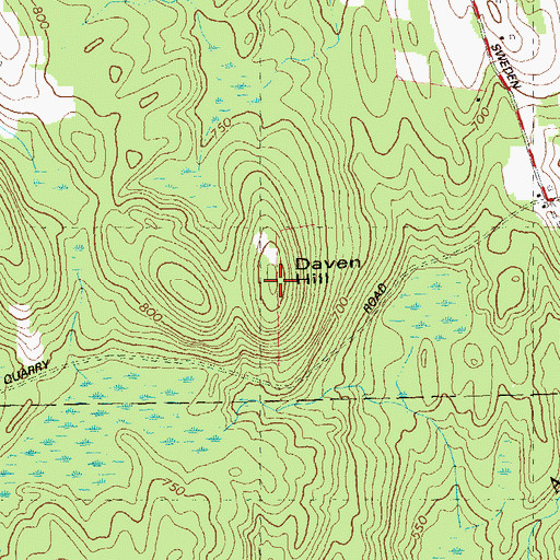 Topographic Map of Daven Hill, CT