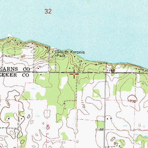 Topographic Map of Lake Koronis Regional Park Campground, MN