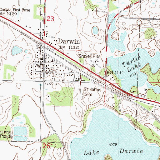 Topographic Map of Church of Saint John, MN