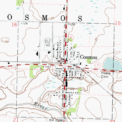 Topographic Map of Cosmos (historical), MN