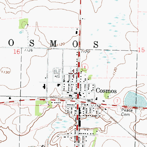 Topographic Map of Cosmos Post Office, MN