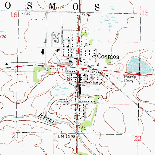 Topographic Map of Cosmos Police Department, MN