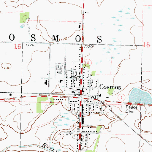Topographic Map of Cosmos Library, MN