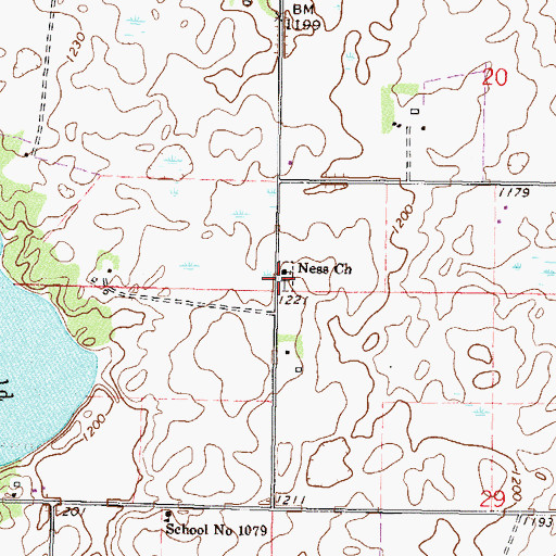 Topographic Map of Ness Cemetery, MN
