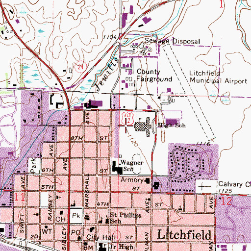 Topographic Map of Litchfield Middle School, MN