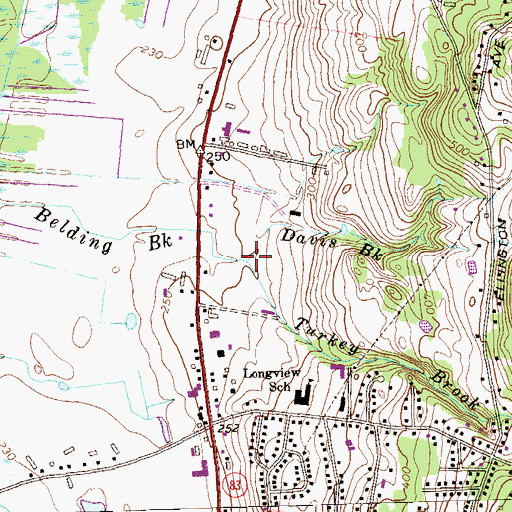 Topographic Map of Davis Brook, CT