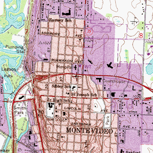 Topographic Map of Salem Lutheran Church, MN