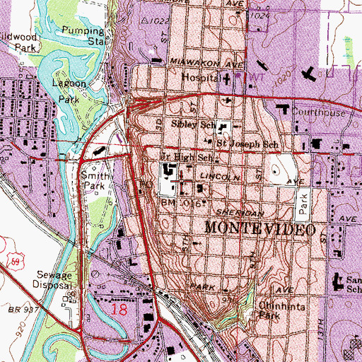 Topographic Map of First Congregational Church, MN