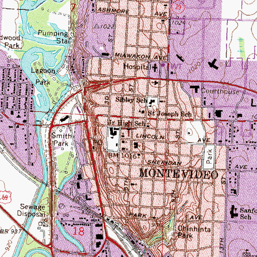 Topographic Map of Saint Paul's Lutheran Church, MN