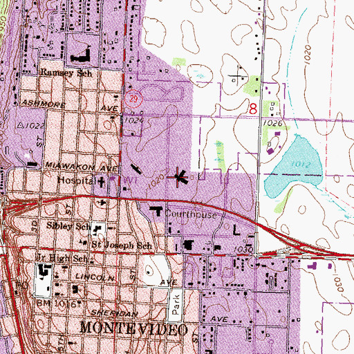 Topographic Map of Chippewa County Montevideo Hospital, MN