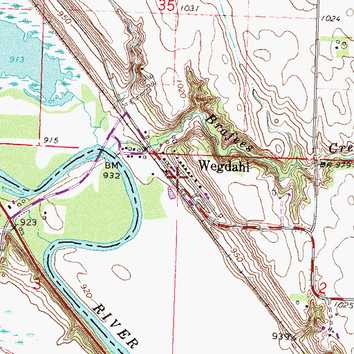 Topographic Map of Wegdahl Post Office (historical), MN