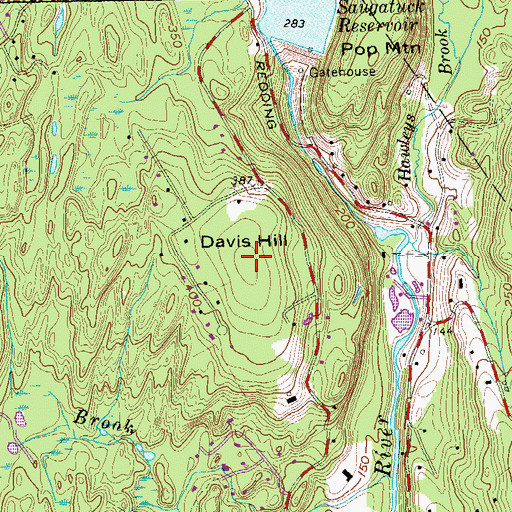 Topographic Map of Davis Hill, CT