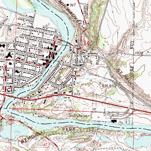 Topographic Map of East Granite Falls Post Office (historical), MN