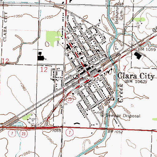 Topographic Map of Clara City Post Office, MN