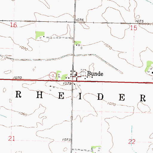 Topographic Map of Bunde Christian Reformed Church, MN