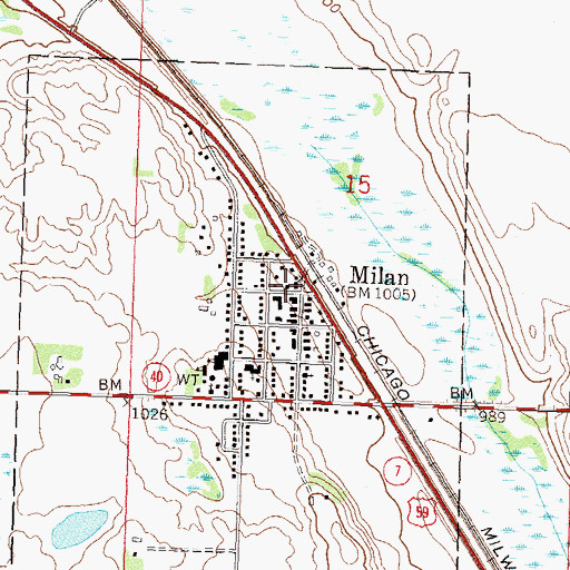 Topographic Map of Milan Fire Department, MN