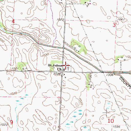 Topographic Map of Saint John's Lutheran Church Cemetery, MN