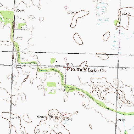Topographic Map of Buffalo Lake Cemetery, MN