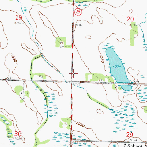 Topographic Map of Original Big Bend Cemetery, MN