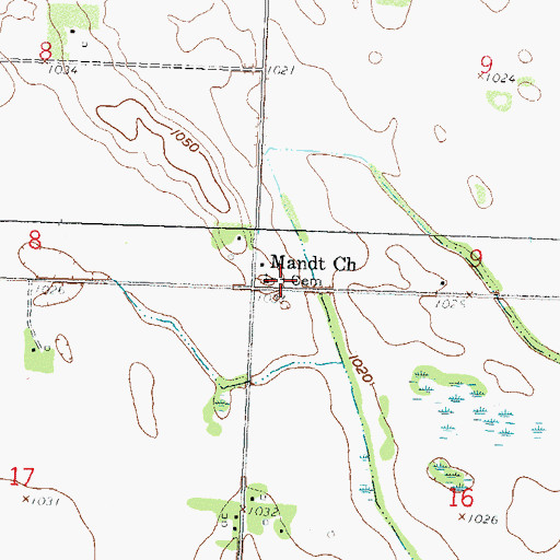 Topographic Map of Mandt Cemetery, MN