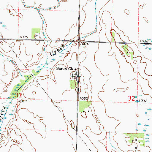 Topographic Map of Saron Cemetery, MN