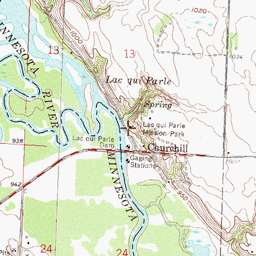 Topographic Map of Lac qui Parle Mission 1835-1854 Historical Marker, MN