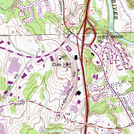 Topographic Map of Day Hill, CT