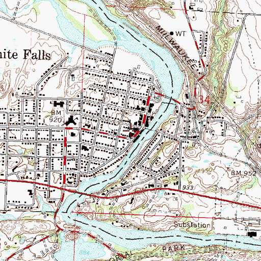 Topographic Map of Granite Falls City Hall, MN