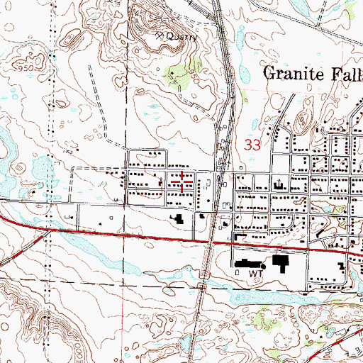 Topographic Map of First Baptist Church, MN