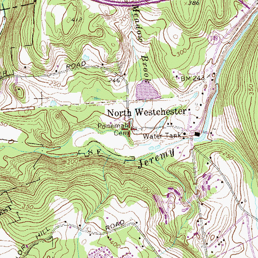 Topographic Map of Day Meadow Brook, CT