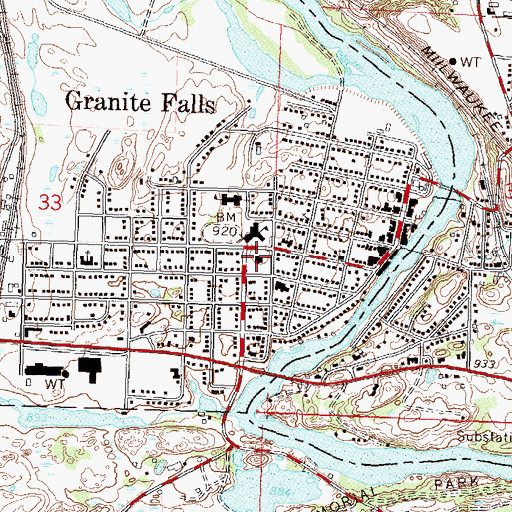Topographic Map of Yellow Medicine County Sheriffs Department, MN