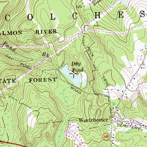 Topographic Map of Day Pond, CT