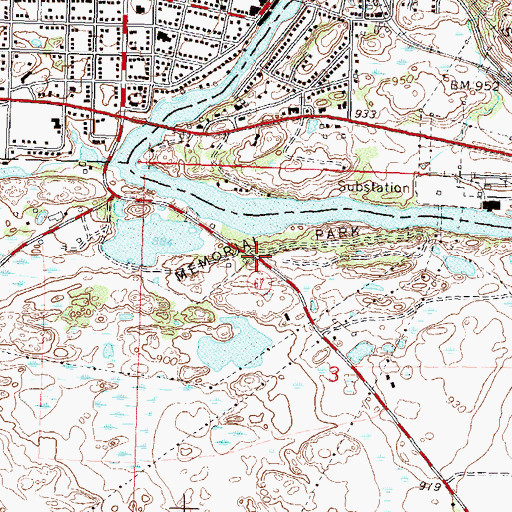 Topographic Map of Memorial Park, MN