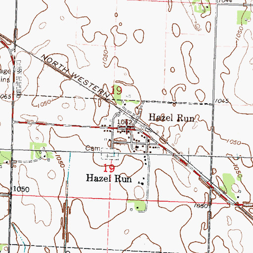 Topographic Map of Hazel Run Post Office, MN