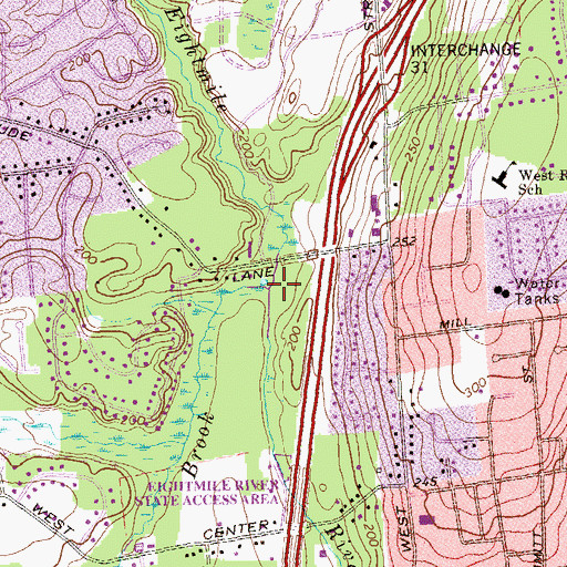 Topographic Map of Dayton Brook, CT