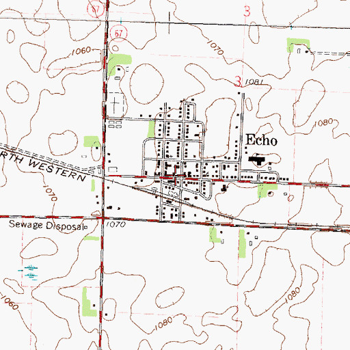Topographic Map of Echo Post Office, MN