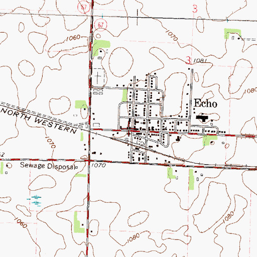 Topographic Map of Echo Police Department, MN